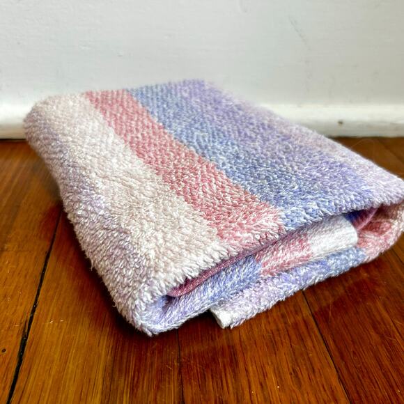 Vintage Fieldcrest Hand Towel - Pastel Striped Cotton Blend, Made in USA - Picture 6 of 10